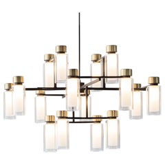 Contemporary Chandelier 'Osman 560.16' by Tooy, Brushed Brass & Clear Glass