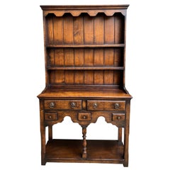 Retro English Welsh Dresser Petite Sideboard Oak Farmhouse Kitchen Cabinet