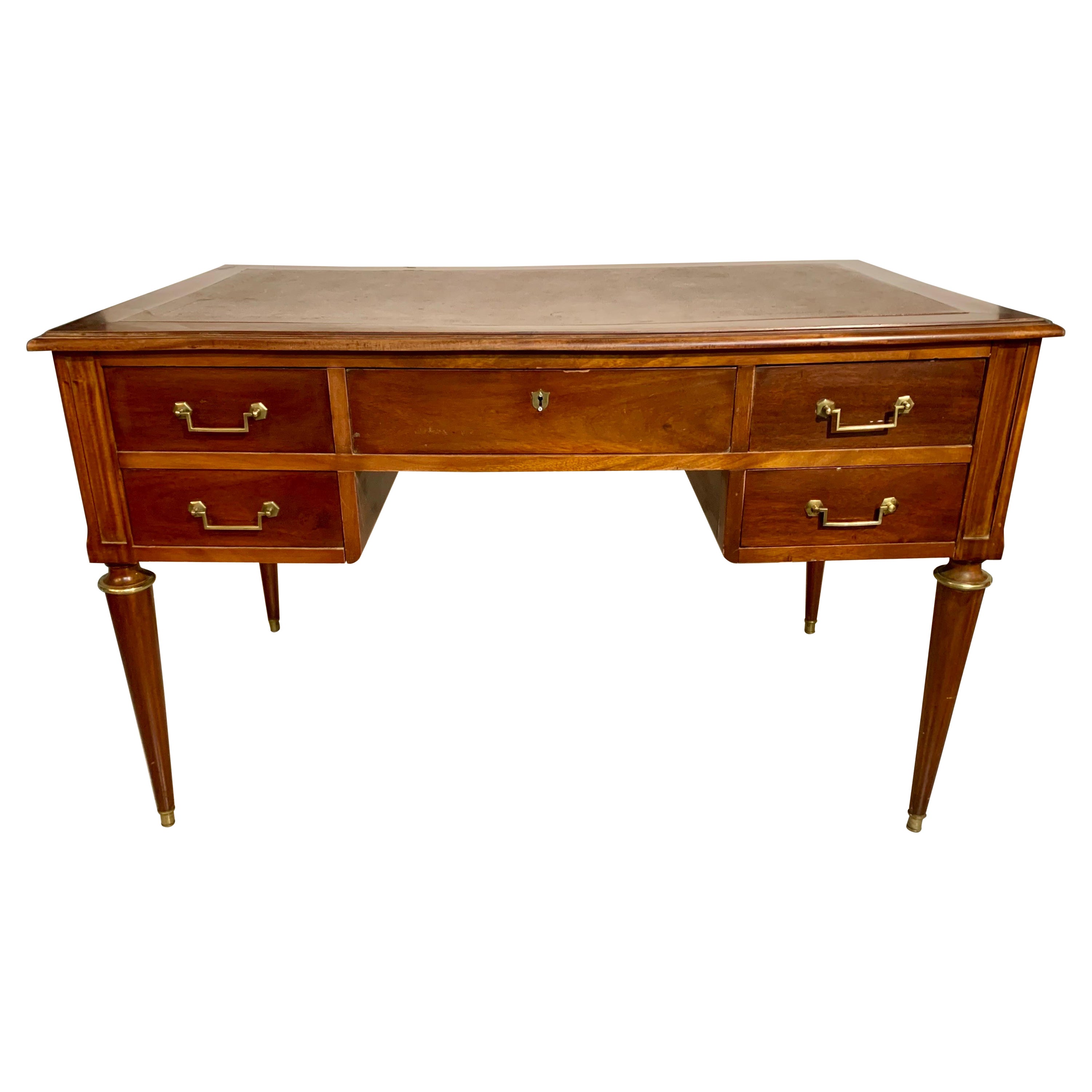 20th Century Spanish Louis XVI Style Cherrywood Desk Writing Leather Top For Sale