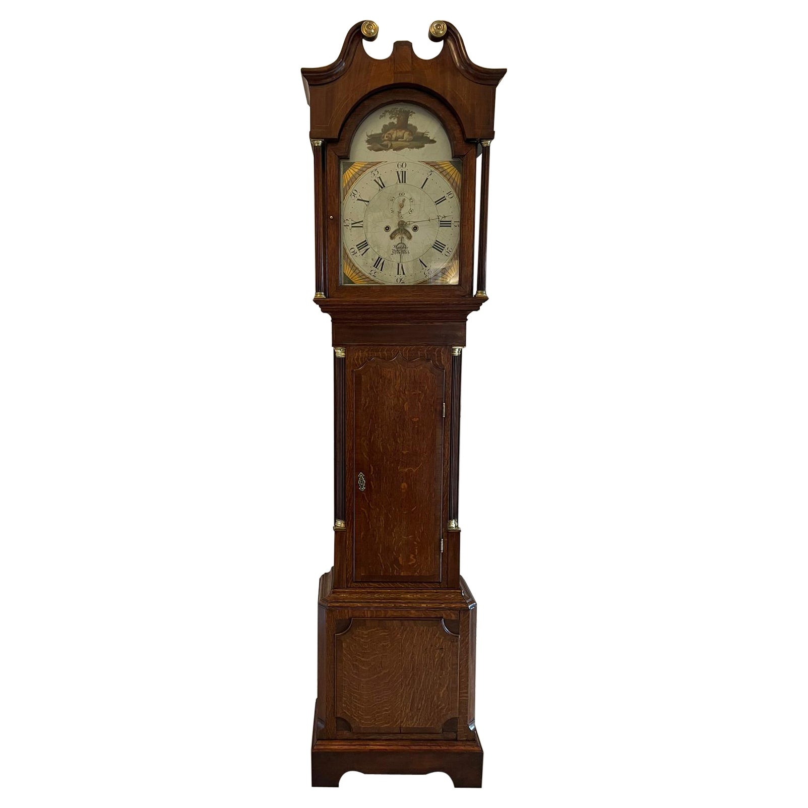 Horloge de parquet ancienne en chêne de qualité George III de 8 jours par Walker of Nantwich