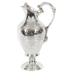 Antique Silver Plated Claret Wine Jug Yacht Race 1st Prize, 19th Century
