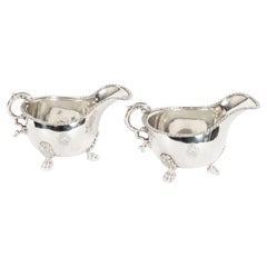 Antique Pair English Old Sheffield Silver Plated Sauce Boats 1830 19th Century
