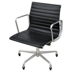 Used Midcentury Herman Miller Eames Aluminum Group Black Leather Management Chair