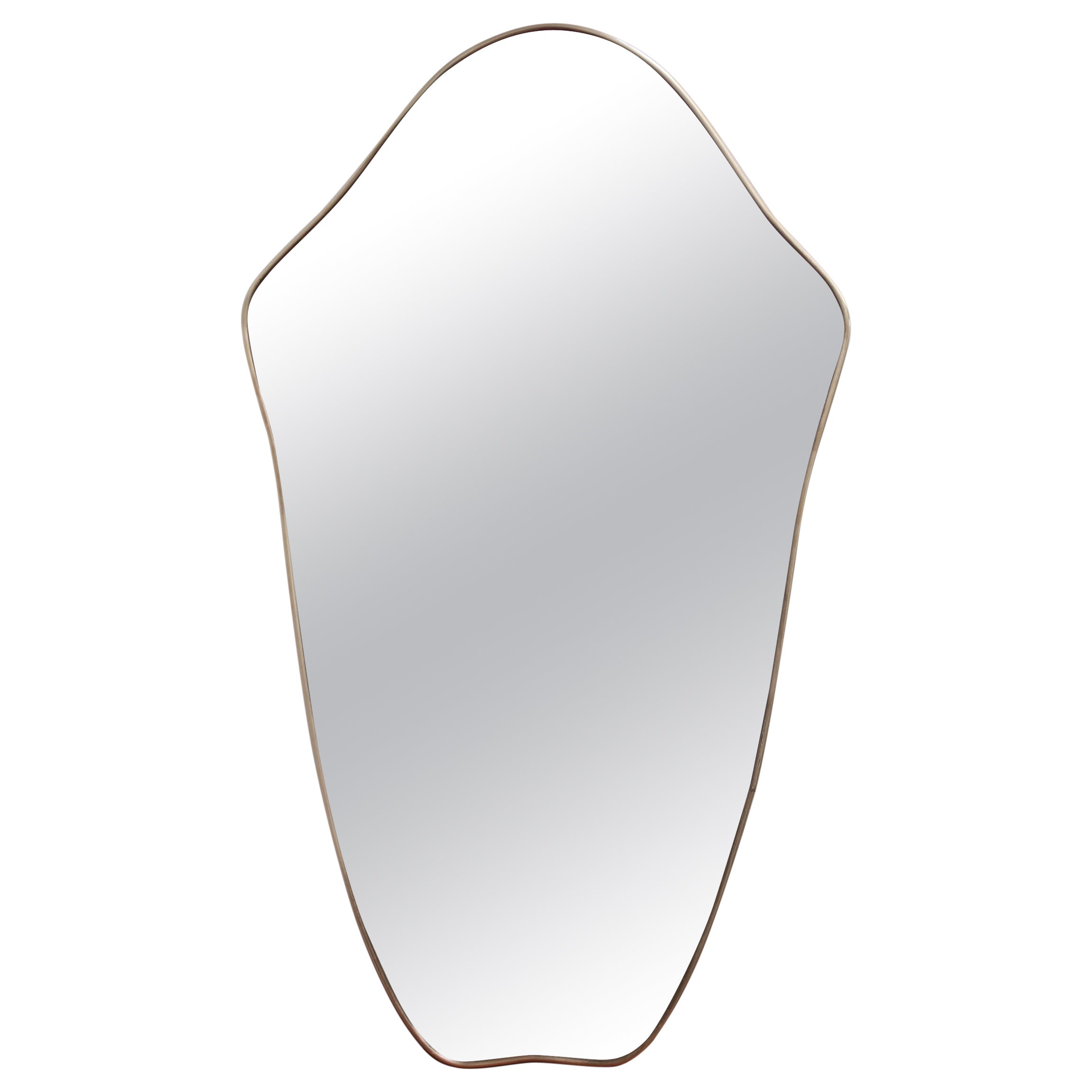 Midcentury Italian Wall Mirror with Brass Frame 'circa 1950s', Large For Sale