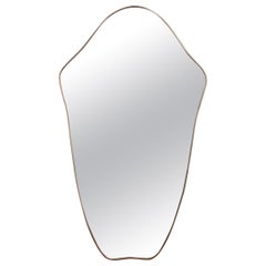 Midcentury Italian Wall Mirror with Brass Frame 'circa 1950s', Large