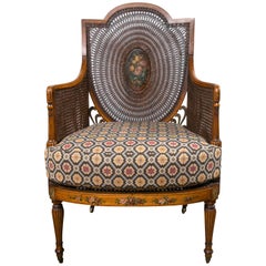 Paint Decorated and Caned Edwardian Armchair