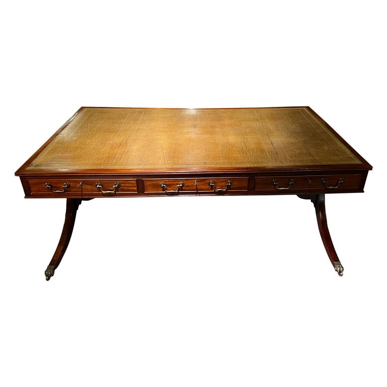 Original Old English Mahogany Desk / Writing Table For Sale at 1stDibs