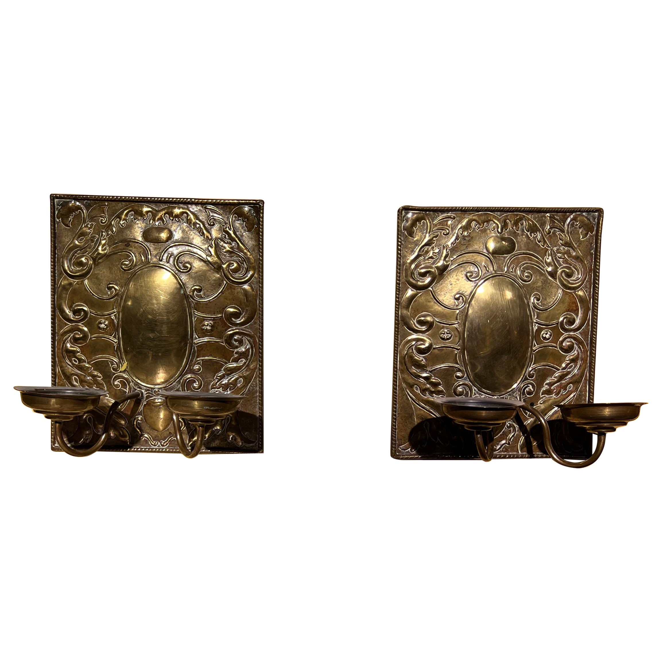 Antique Blaker / Wall Lamp with a Heavy Wall Plaque For Sale