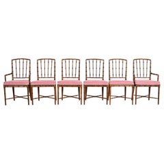 Used Drexel Heritage Midcentury Hollywood Regency Bamboo Form Dining Chairs, 1970s