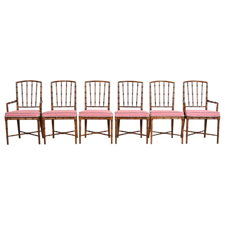 Drexel Heritage Mid-Century Hollywood Regency Bamboo Form Dining Chairs ...