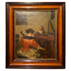 Antique Old Oil Painting Around 1900 on Canvas