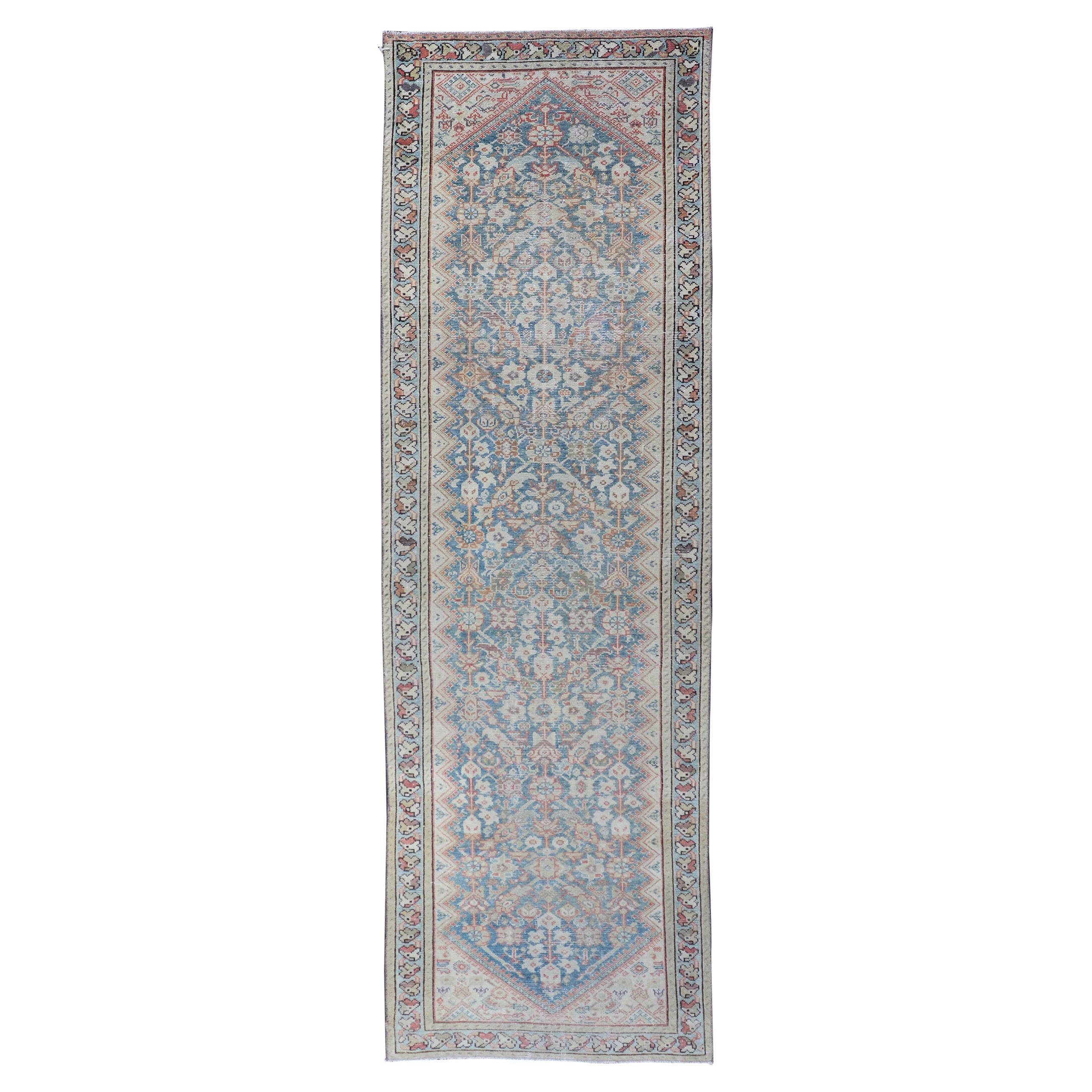 Antique Persian Malayer All-Over Designed Runner with Sub Geometric Motifs For Sale