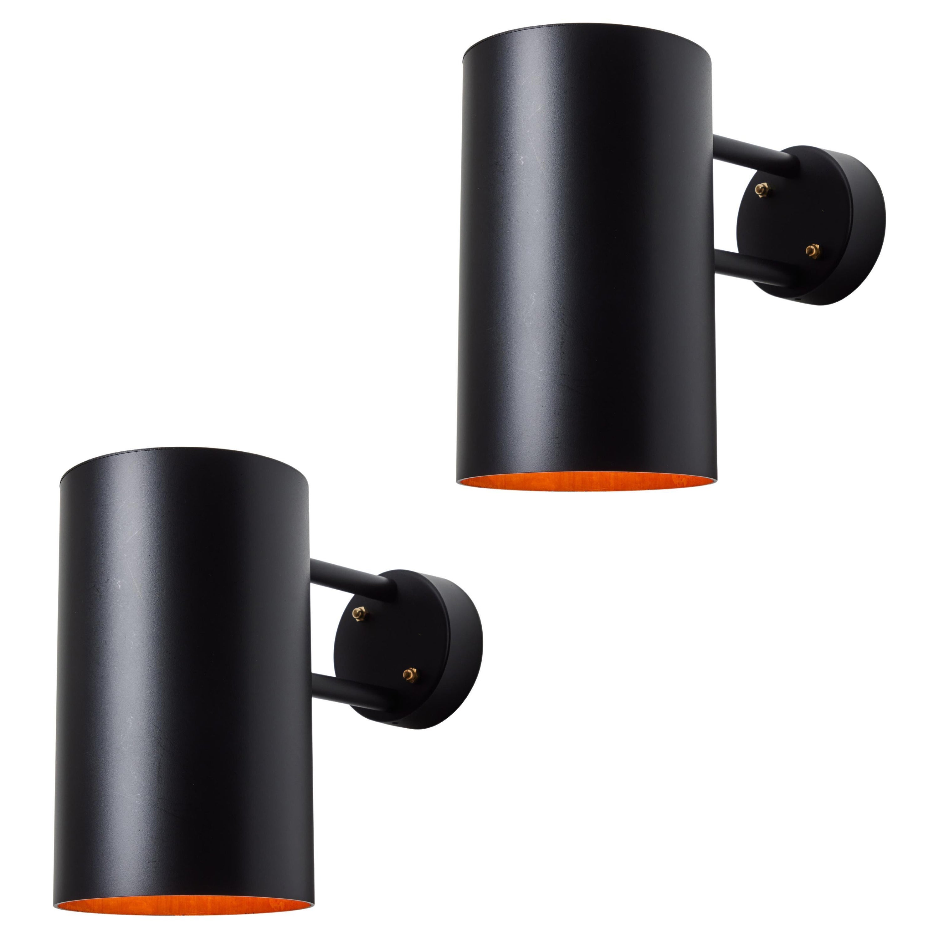 Pair of Large Hans-Agne Jakobsson C 627 'Rulle' Outdoor Sconces in Black For Sale
