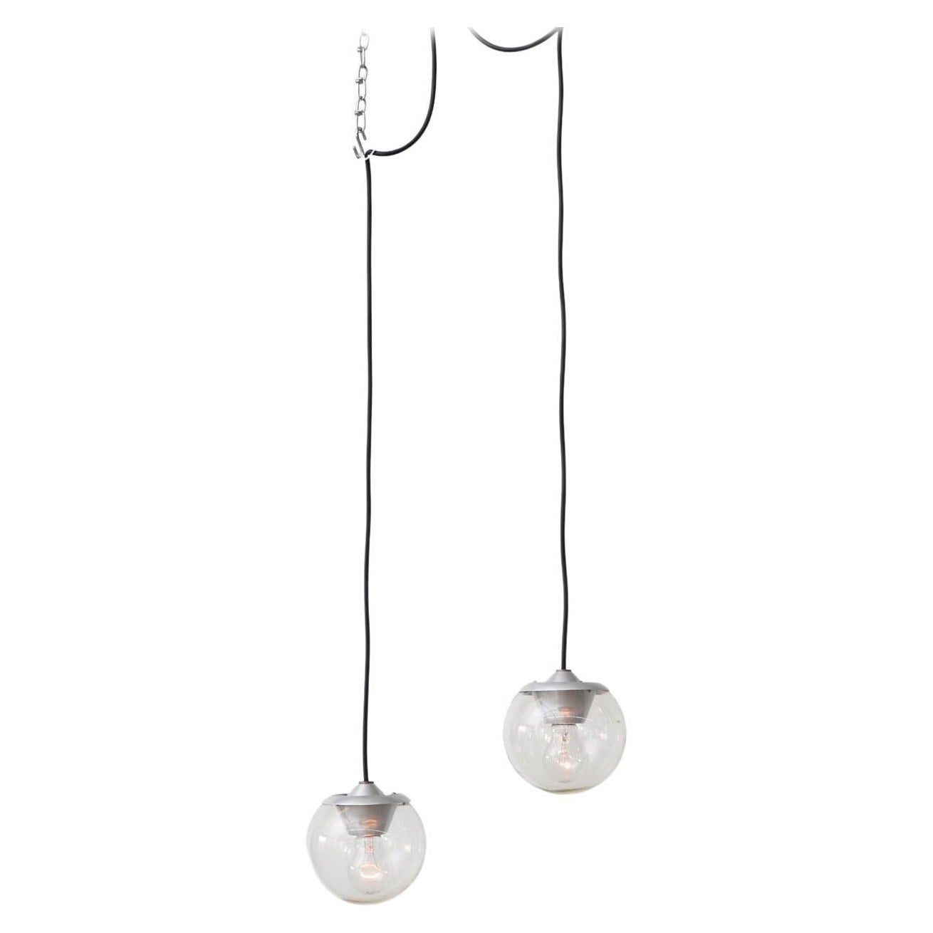 Pair of Gino Sarfatti Glass Pendant Lights Model 2095/1 by Arteluce, Italy, 1958