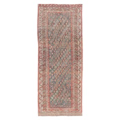 Antique Kurdish Gallery Runner in Soft Tones in Wool with All-Over Tribal Design