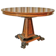 Baker Stately Homes Burled Ash and Ebony Inlaid Regency Center Breakfast Table