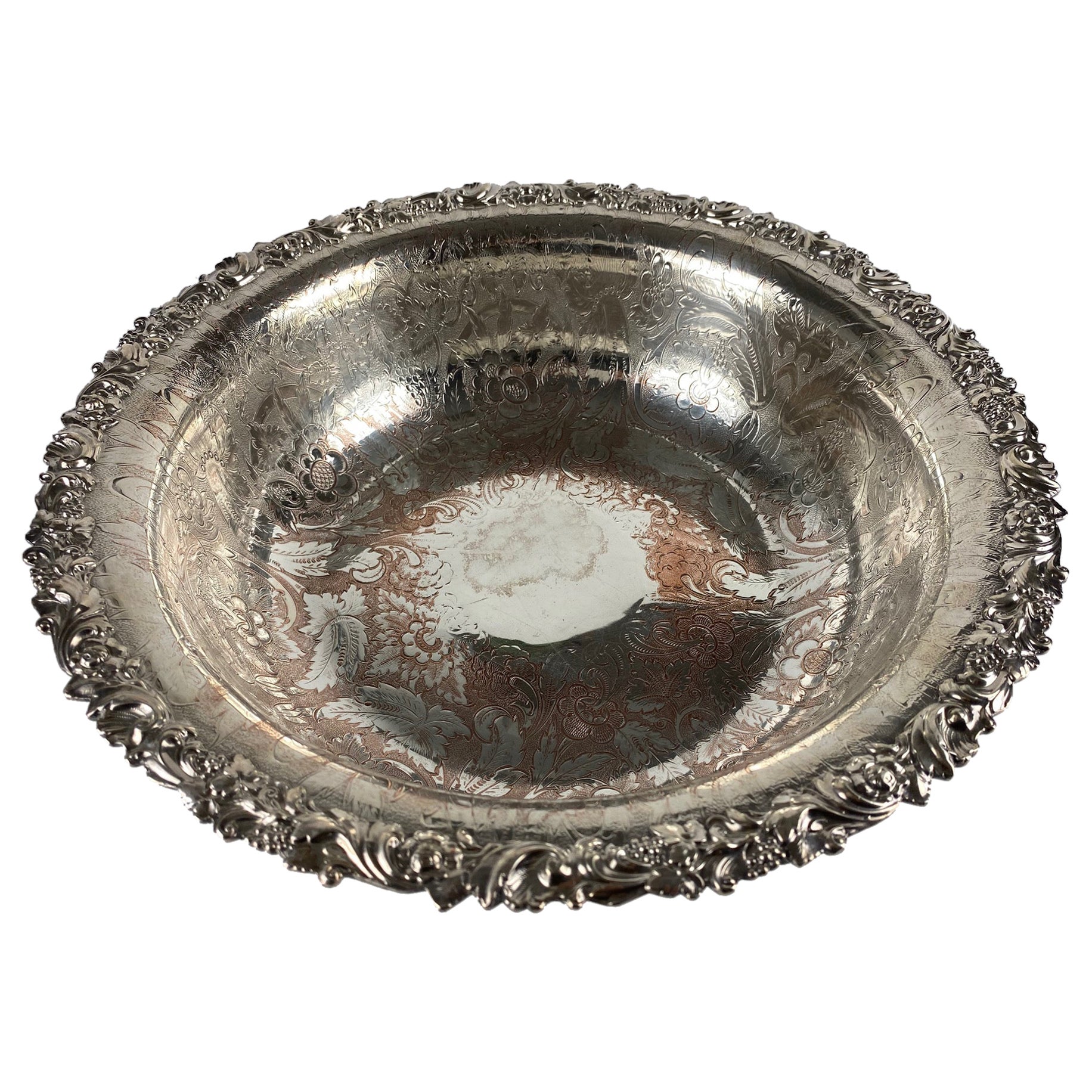 English Silver Plate Large Bowl For Sale