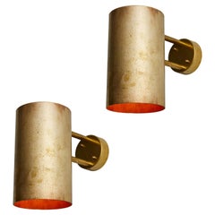 Pair of Large Hans-Agne Jakobsson C 627 'Rulle' Raw Brass Outdoor Sconces