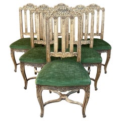 Superb Set 6 French Oak Dining Chairs