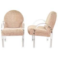 Leon Rosen for Pace Collection Modern Art Deco Lucite Waterfall Armchairs, Pair