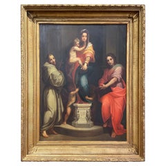 19th Century Italian Oil Painting "Madonna of the Harpies" Aft Andrea Del Sarto