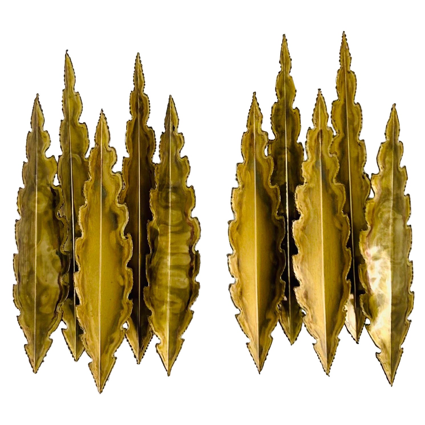 Pair of Large Brass Wall Lamps by Svend Aage Holm Sorensen, 1960s, Denmark For Sale