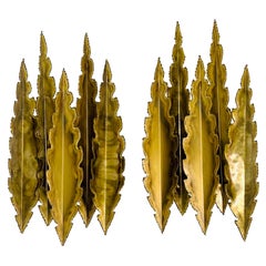 Pair of Large Brass Wall Lamps by Svend Aage Holm Sorensen, 1960s, Denmark