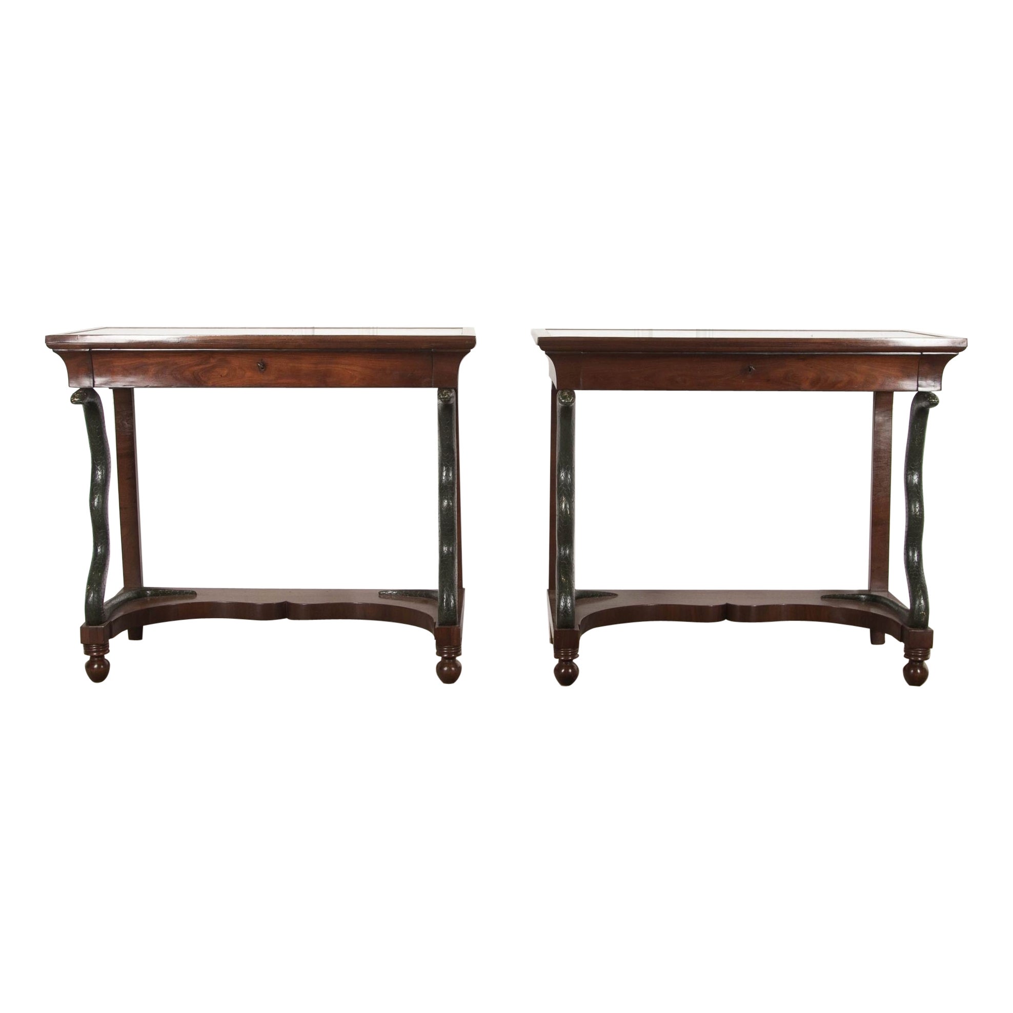Pair of 19th Century Italian Console Tables For Sale