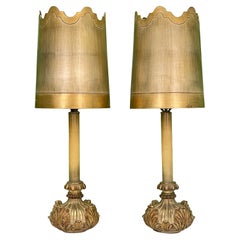 Midcentury Dorothy Draper Style Gold Table Lamps