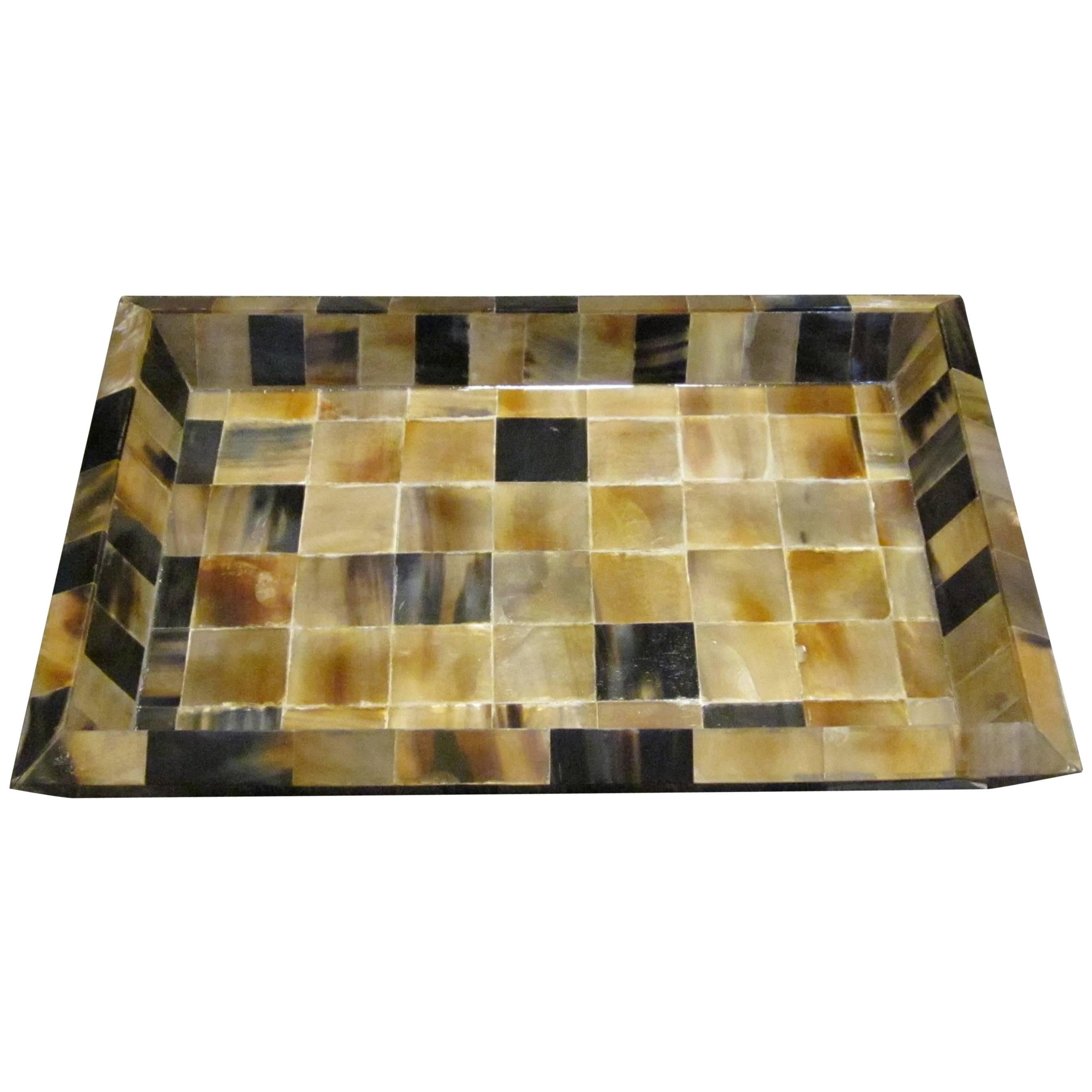 Square Pattern Rectangular Tray, India, Contemporary