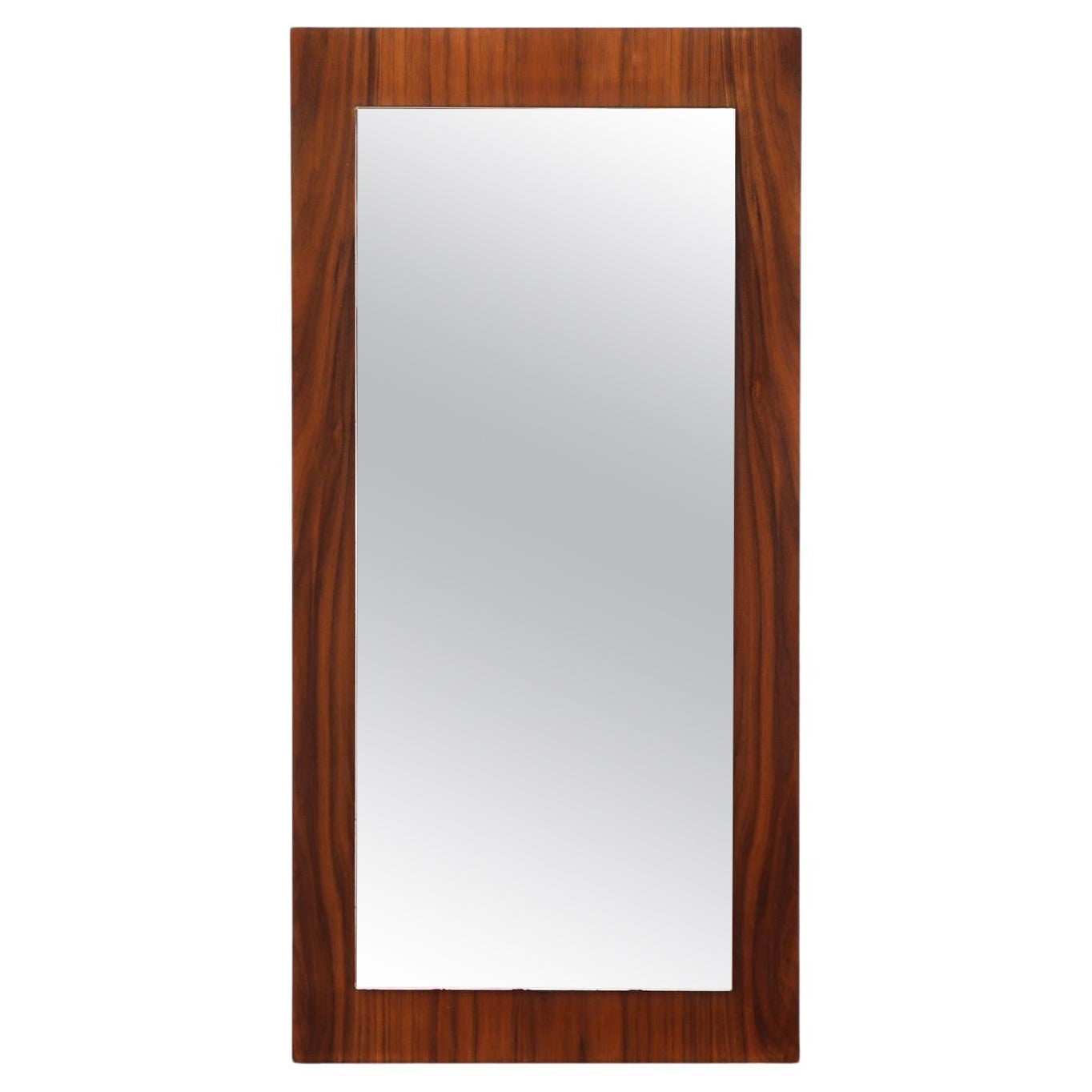 Mid-Century Raised Rectangular Float Mounted Mirror on Handsome Rosewood Frame