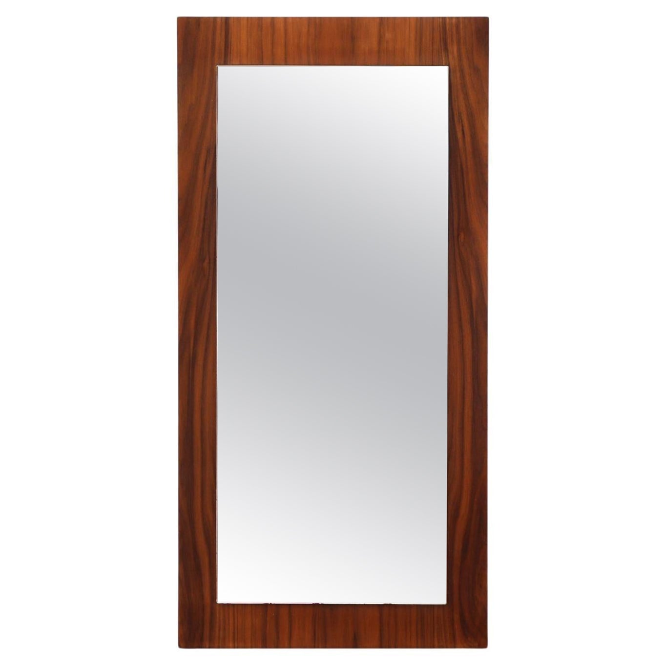 Mid-Century Raised Rectangular Floated Mirror on Handsome Rosewood Frame For Sale