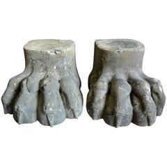 Pair of Continental Stone Lion Paws