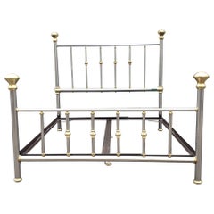 Charles P. Rogers French Polished Aluminum and Brass Queen Size Bedstead