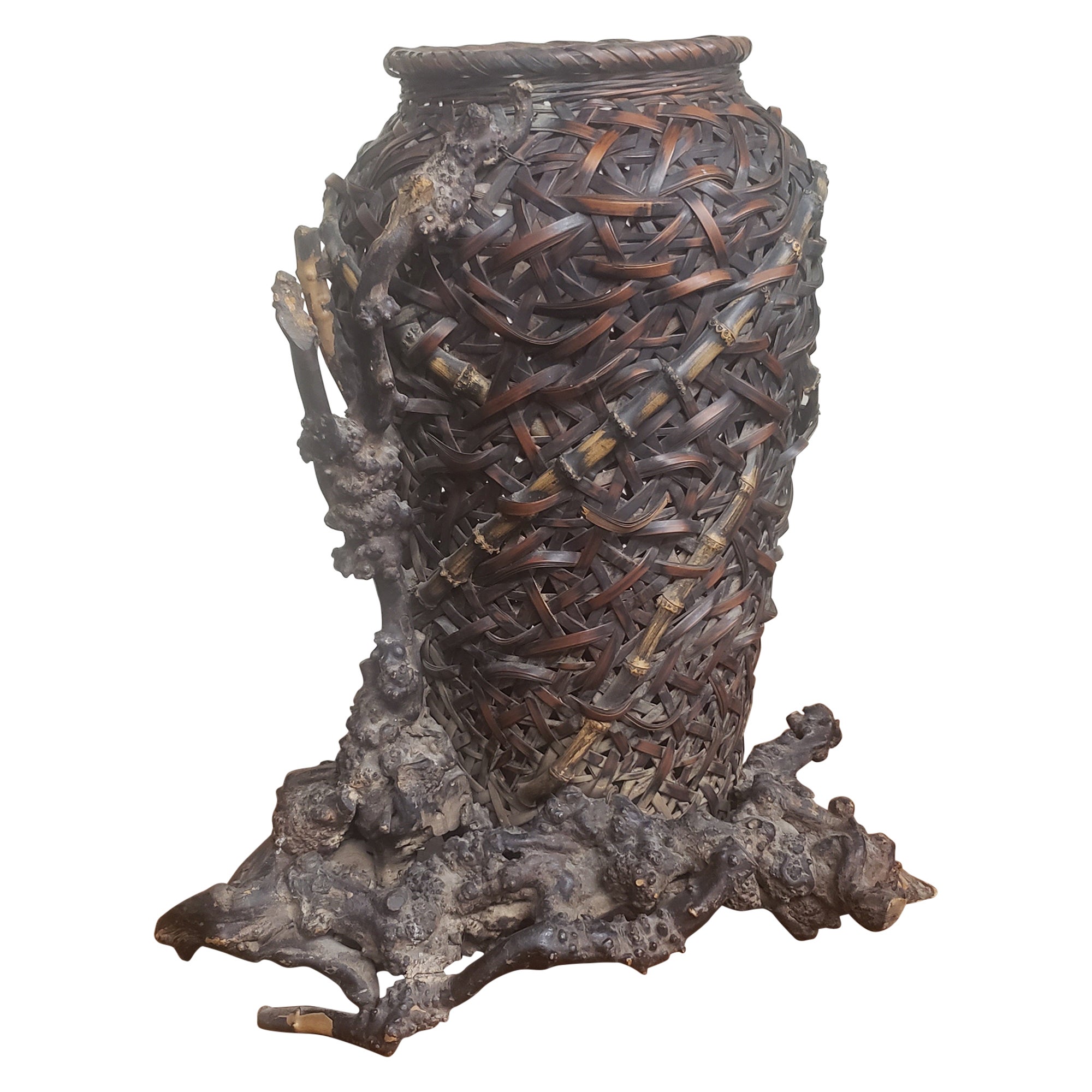 Cesta Ikebana japonesa del siglo XIX para arreglos florales