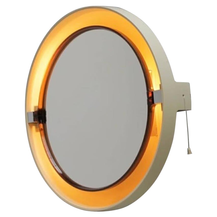 Allibert, Round Mirror with Lighting, Model A41, Bathroom Mirror, Space Age