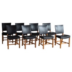 Kaare Klint Set of Eight Red Chairs for Rud, Rasmussen