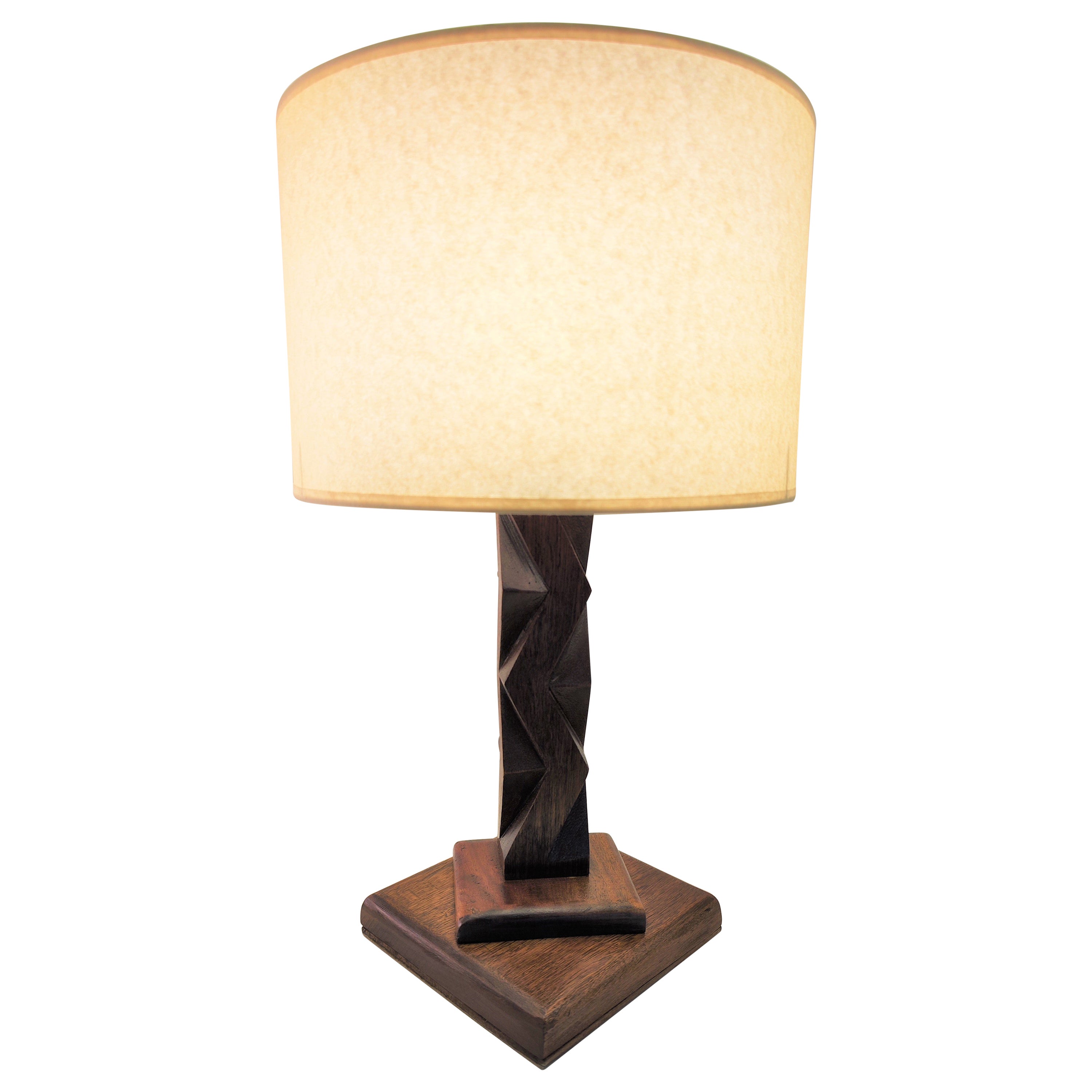 Sculptural Brutalist French Wood Lamp circa 1950 like Constantin Brancusi For Sale