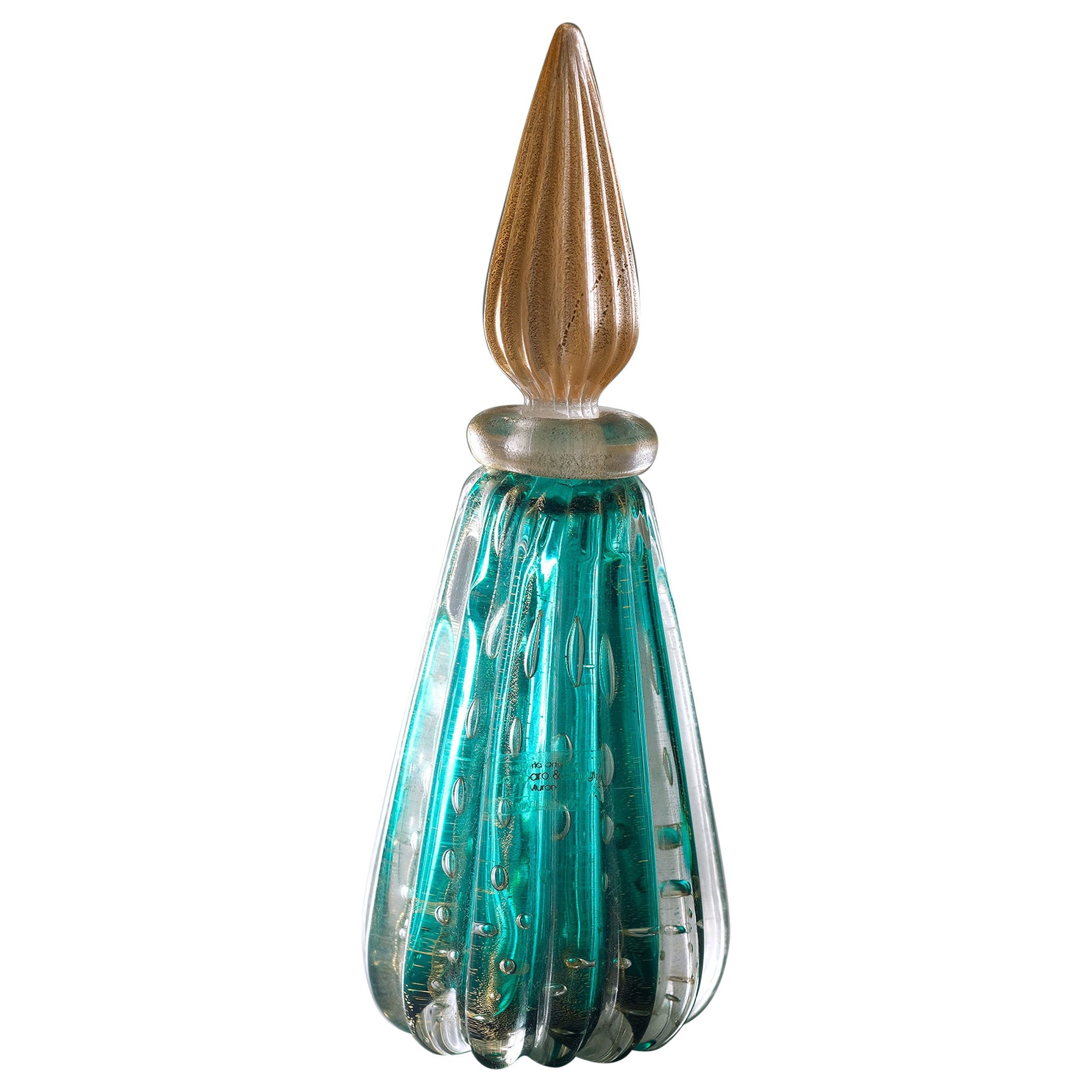 Murano Glass Bottle and Stopper by Gambaro & Poggi, Italy For Sale