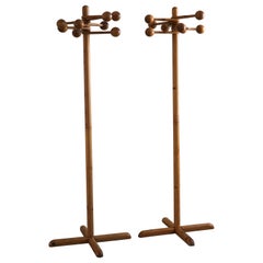 A Pair of Decorative Coat Stands in Solid Pine, Danish Mid Century, 1970s