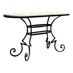 Vintage Coastal Coquina and Wrought Iron Console Table