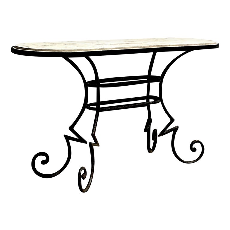 Vintage Coastal Coquina and Wrought Iron Console Table For Sale at 1stDibs