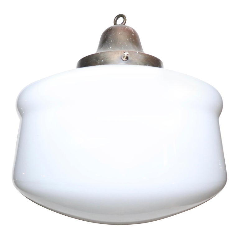 Schoolhouse Style Vintage Glass Pendant Light For Sale at 1stDibs
