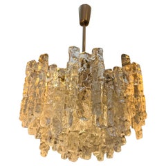 1970s Austrian Kalmar Lighting Two-Tier Iced Glass Chandelier by J.T. Kalmar