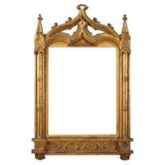 19th Century Gold Wood and Plaster Italian Antique Neo-Gothic Frame, 1870