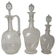 Set Three Venetian Glass Decanters / Claret Jug, circa 1950