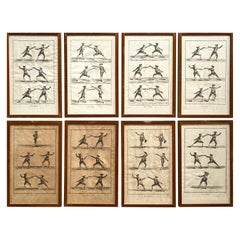 J.A.Defehrt and Bonaventure, Set of 8 framed 'Escrime' Fencing Lithographs