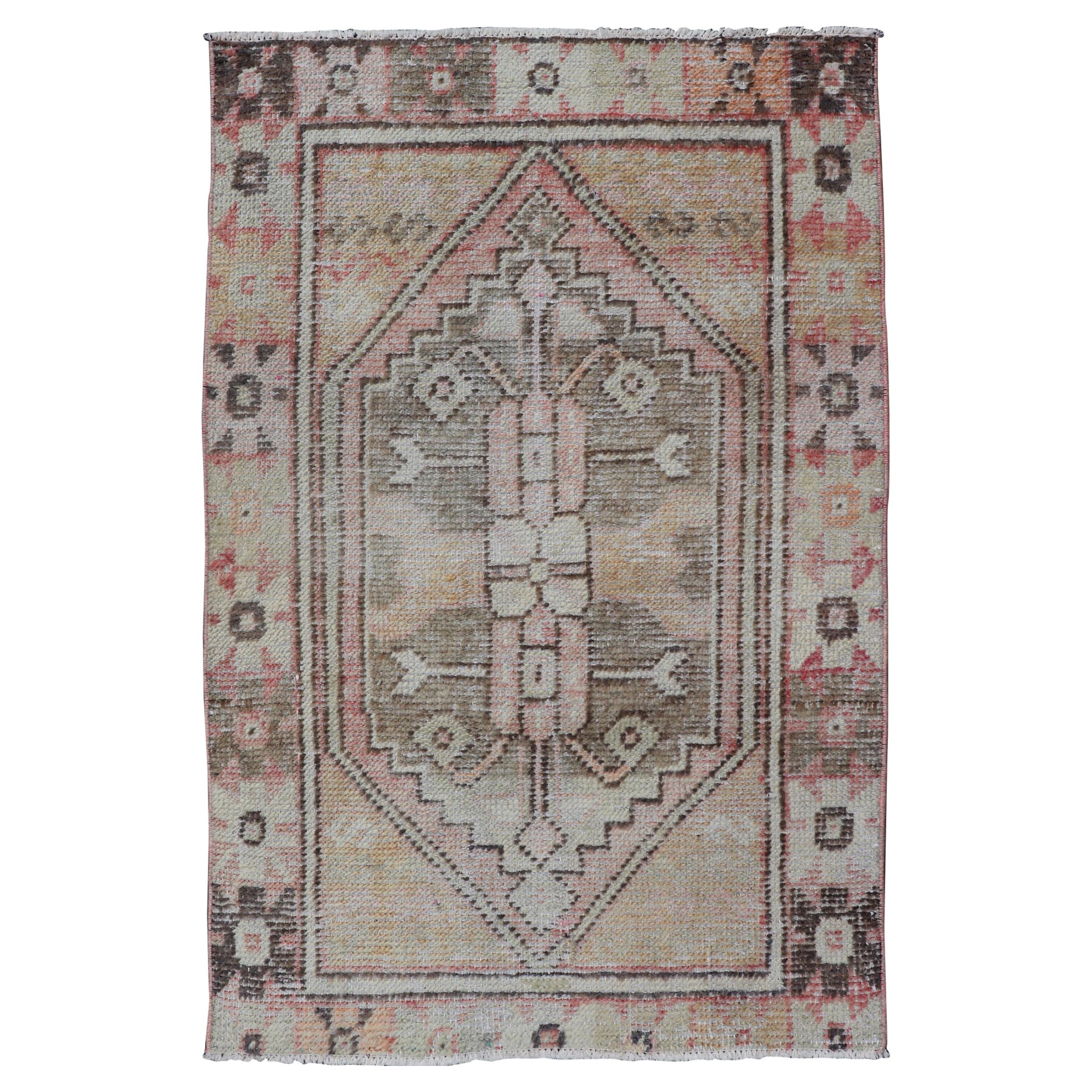 Vintage Turkish Oushak Carpet with Beautiful Floral Motifs and Medallion 