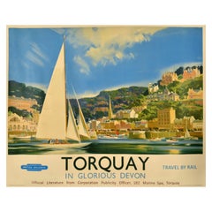 Affiche rétro originale de voyage, Torquay Glorious, Devon British Railways, Wootton