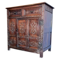 17th Century Carved Oak Cabinet